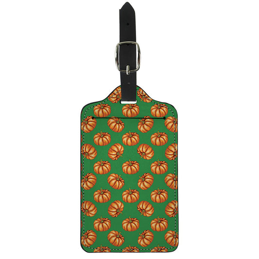 Green Pumpkin Pattern Print Luggage Tag