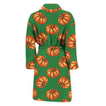 Green Pumpkin Pattern Print Men's Bathrobe