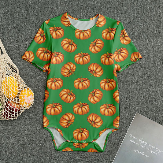 Green Pumpkin Pattern Print Men's Bodysuit