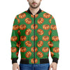 Green Pumpkin Pattern Print Men's Bomber Jacket