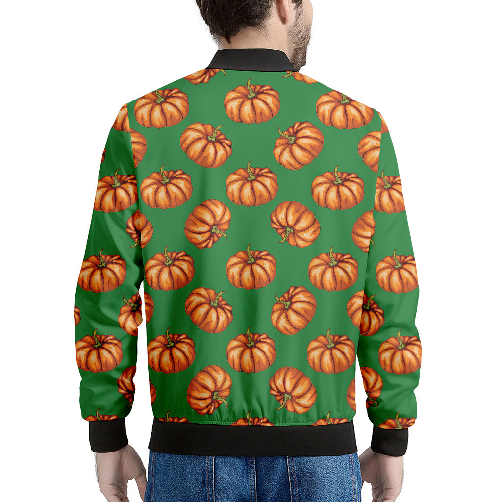 Green Pumpkin Pattern Print Men's Bomber Jacket