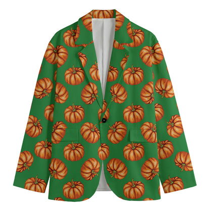 Green Pumpkin Pattern Print Men's Cotton Blazer