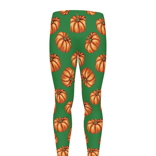 Green Pumpkin Pattern Print Men's leggings