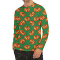 Green Pumpkin Pattern Print Men's Long Sleeve Rash Guard