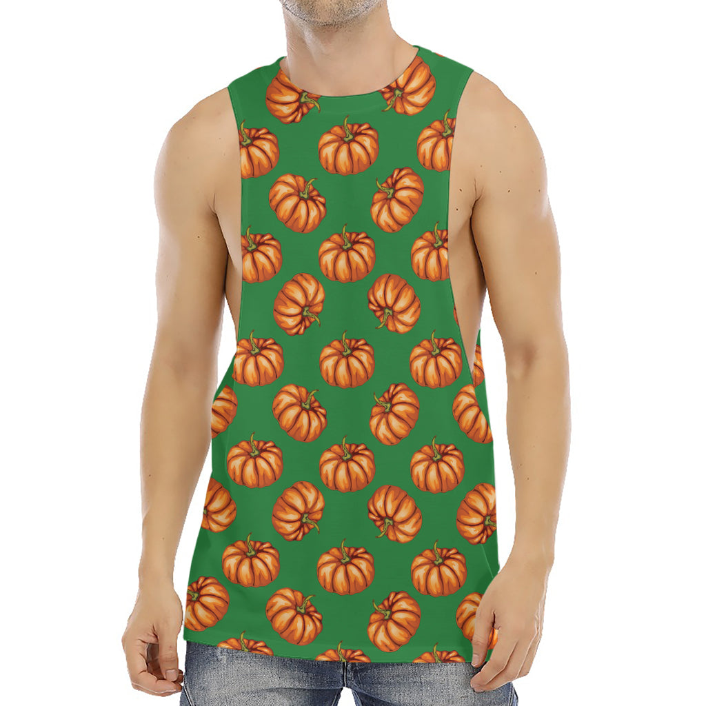 Green Pumpkin Pattern Print Men's Muscle Tank Top