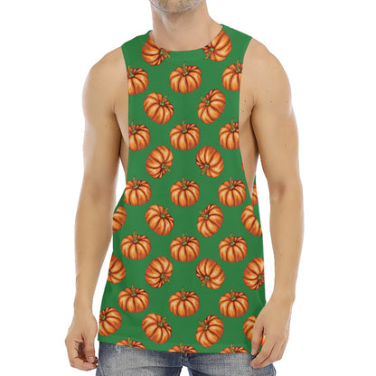 Green Pumpkin Pattern Print Men's Muscle Tank Top