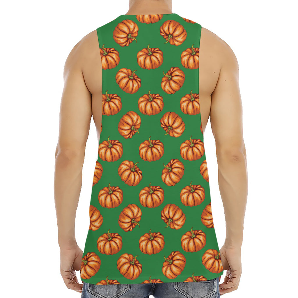 Green Pumpkin Pattern Print Men's Muscle Tank Top