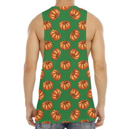 Green Pumpkin Pattern Print Men's Muscle Tank Top