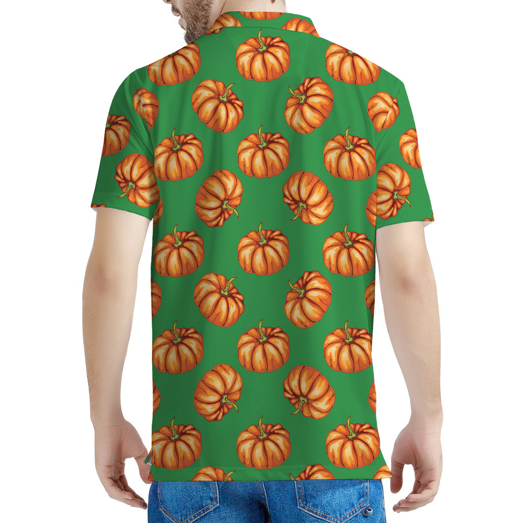 Green Pumpkin Pattern Print Men's Polo Shirt