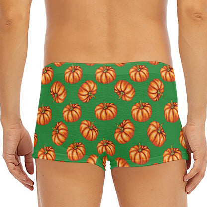 Green Pumpkin Pattern Print Men's Short Boxer Briefs