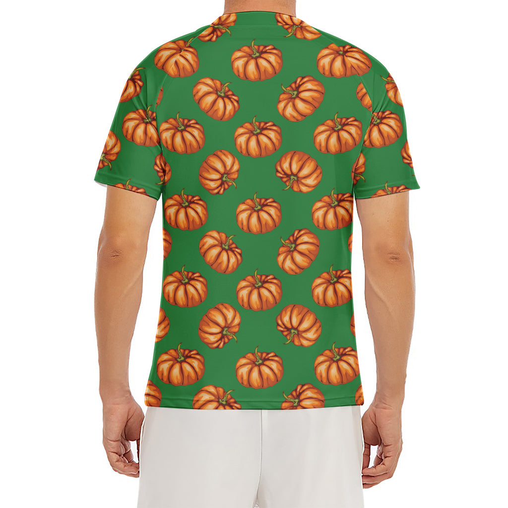 Green Pumpkin Pattern Print Men's Short Sleeve Rash Guard