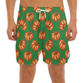 Green Pumpkin Pattern Print Men's Split Running Shorts