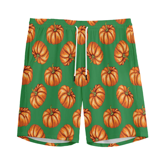 Green Pumpkin Pattern Print Men's Sports Shorts