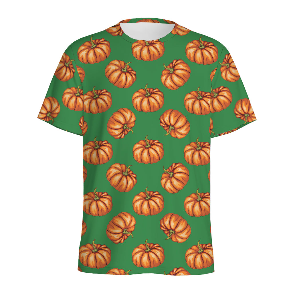 Green Pumpkin Pattern Print Men's Sports T-Shirt