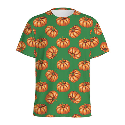 Green Pumpkin Pattern Print Men's Sports T-Shirt