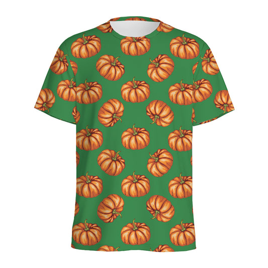 Green Pumpkin Pattern Print Men's Sports T-Shirt