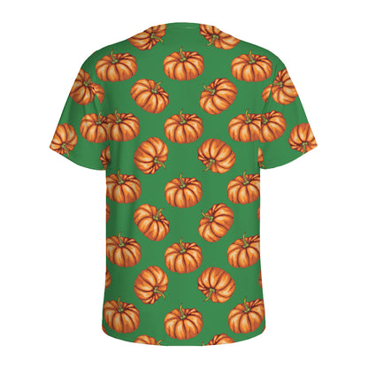 Green Pumpkin Pattern Print Men's Sports T-Shirt