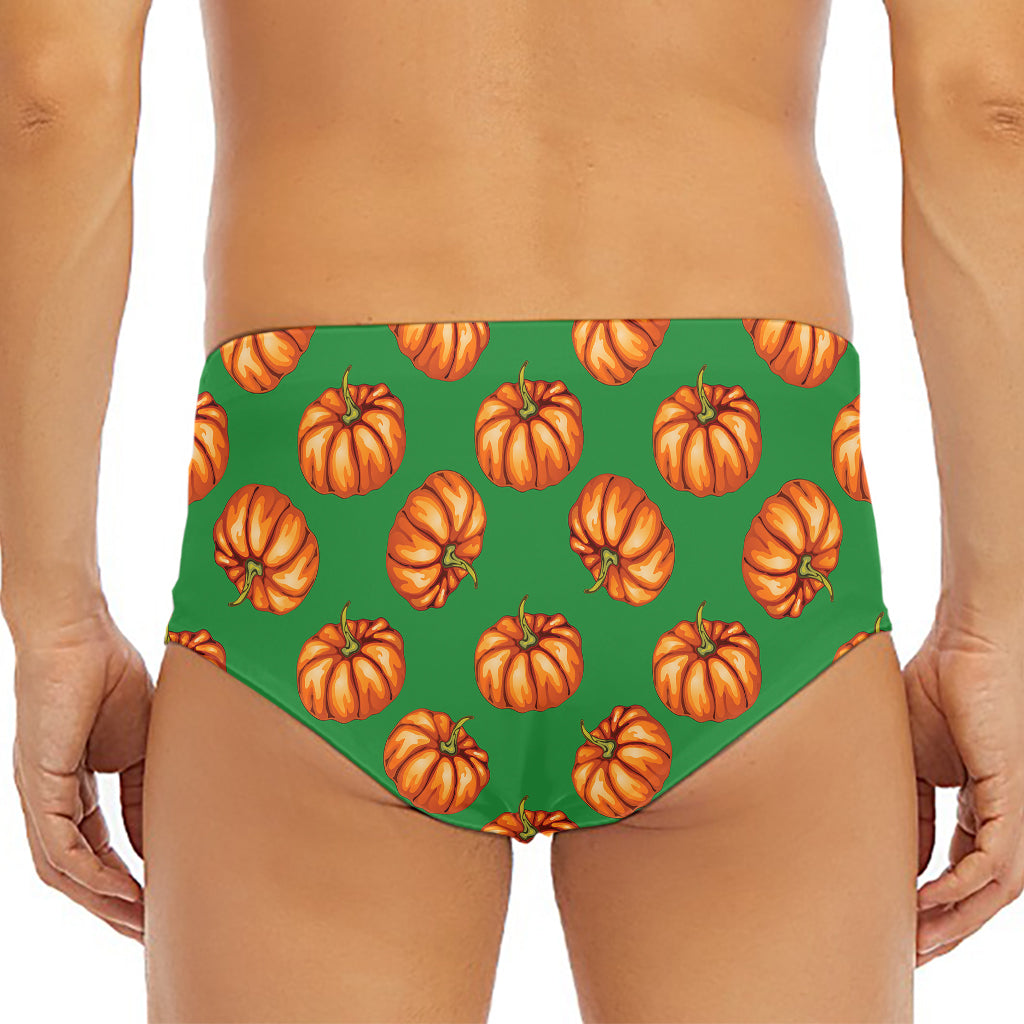 Green Pumpkin Pattern Print Men's Triangle Swim Briefs