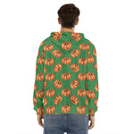 Green Pumpkin Pattern Print Men's Velvet Pullover Hoodie
