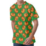Green Pumpkin Pattern Print Men's Velvet T-Shirt