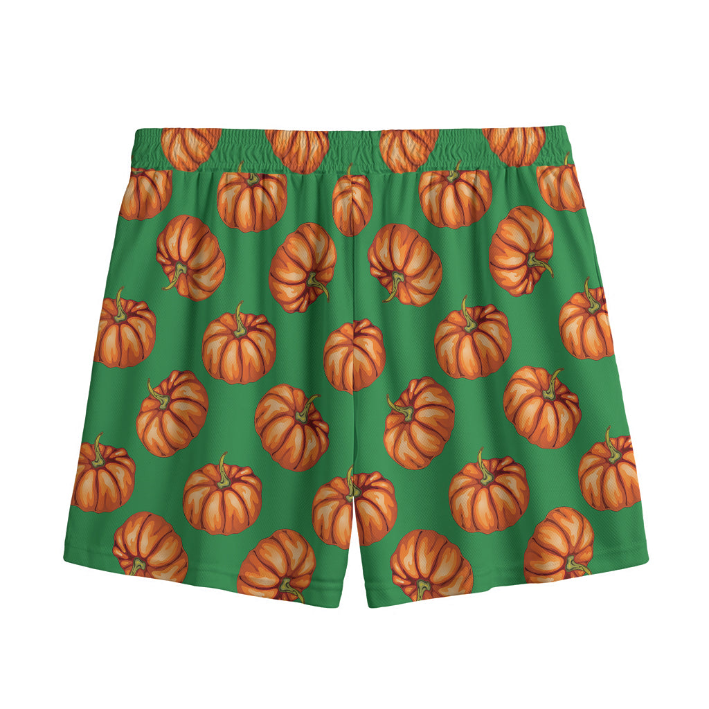 Green Pumpkin Pattern Print Mesh Shorts