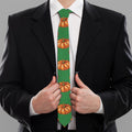 Green Pumpkin Pattern Print Necktie