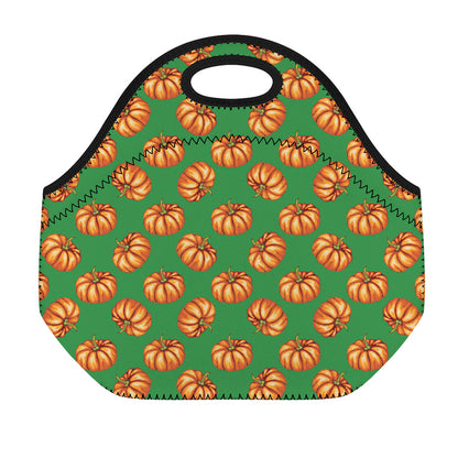 Green Pumpkin Pattern Print Neoprene Lunch Bag
