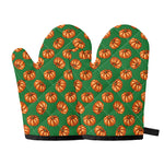 Green Pumpkin Pattern Print Oven Mitts