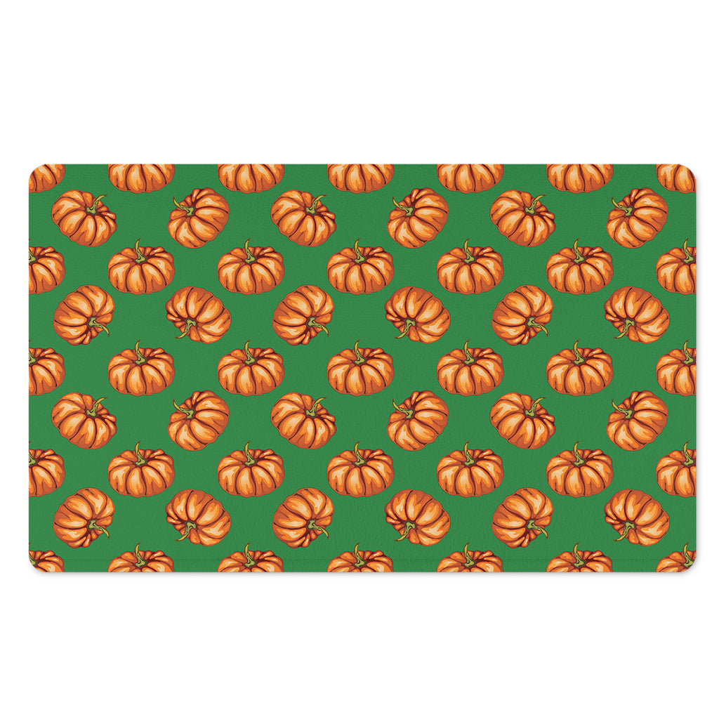 Green Pumpkin Pattern Print Polyester Doormat