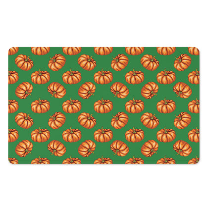 Green Pumpkin Pattern Print Polyester Doormat