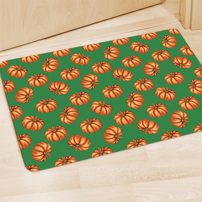 Green Pumpkin Pattern Print Polyester Doormat