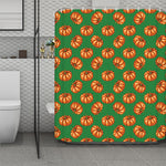 Green Pumpkin Pattern Print Polyester Shower Curtain