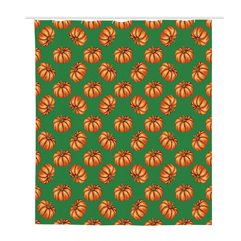 Green Pumpkin Pattern Print Polyester Shower Curtain