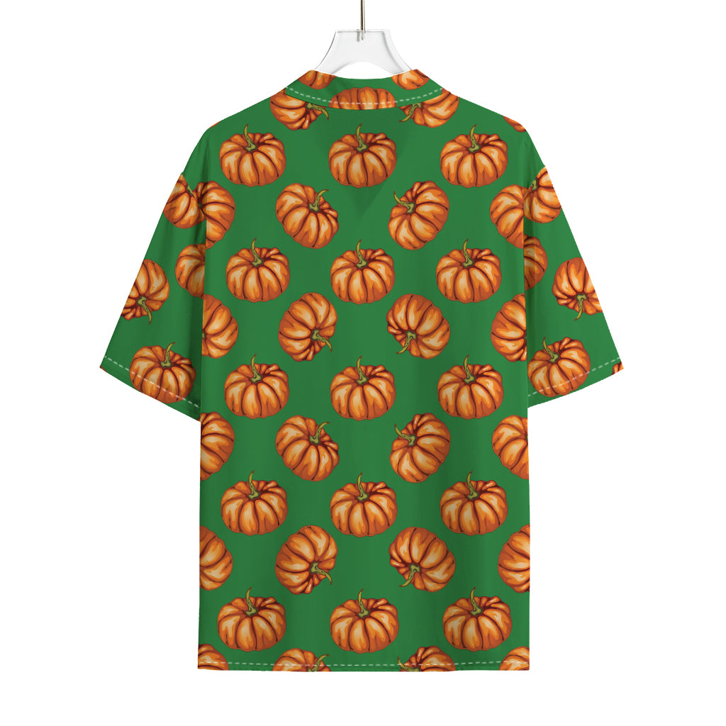Green Pumpkin Pattern Print Rayon Hawaiian Shirt