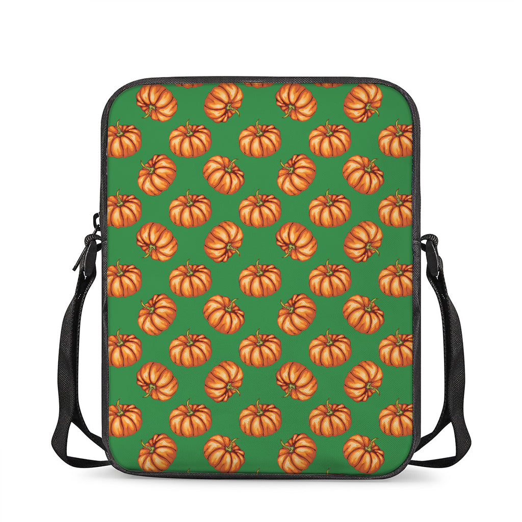 Green Pumpkin Pattern Print Rectangular Crossbody Bag