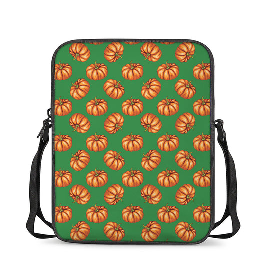 Green Pumpkin Pattern Print Rectangular Crossbody Bag