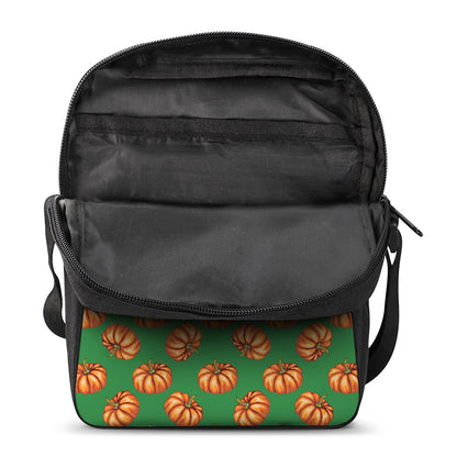 Green Pumpkin Pattern Print Rectangular Crossbody Bag
