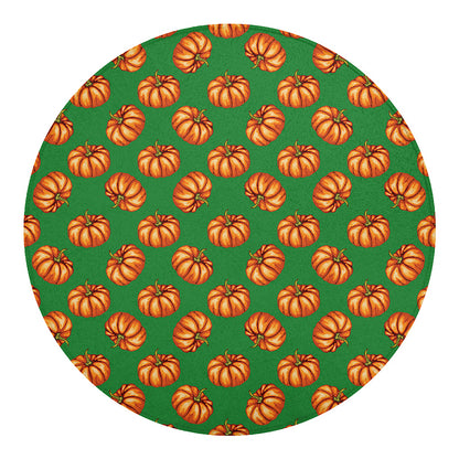Green Pumpkin Pattern Print Round Blanket