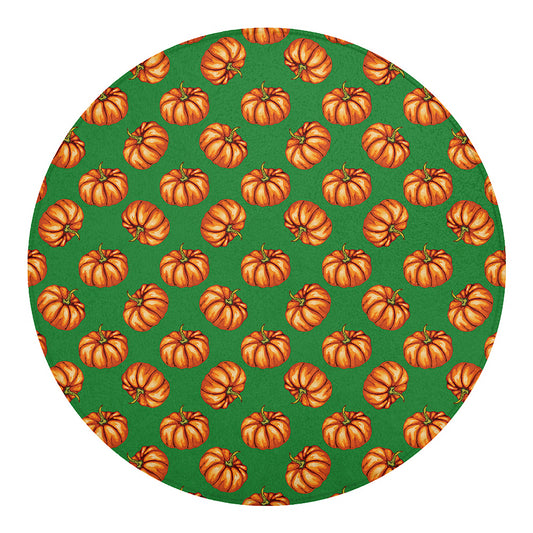 Green Pumpkin Pattern Print Round Blanket