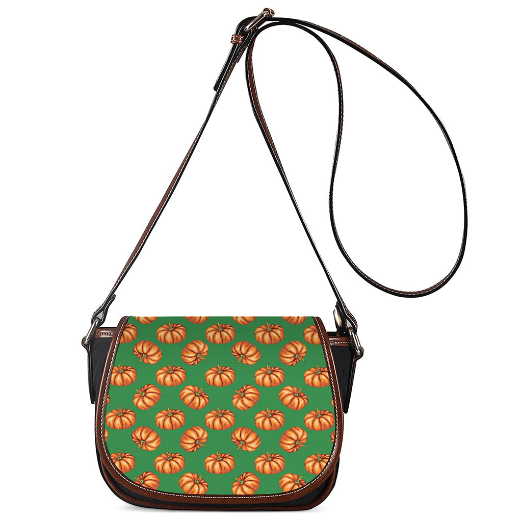 Green Pumpkin Pattern Print Saddle Bag