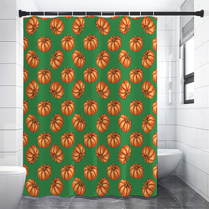 Green Pumpkin Pattern Print Shower Curtain