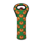 Green Pumpkin Pattern Print Single Neoprene Wine Tote
