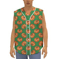 Green Pumpkin Pattern Print Sleeveless Baseball Jersey