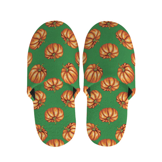 Green Pumpkin Pattern Print Slippers