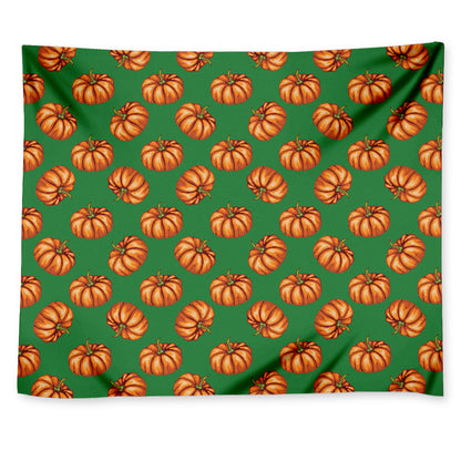 Green Pumpkin Pattern Print Tapestry