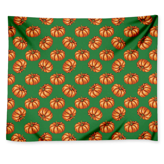 Green Pumpkin Pattern Print Tapestry