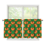 Green Pumpkin Pattern Print Tier Curtains