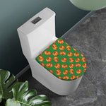 Green Pumpkin Pattern Print Toilet Lid Cover