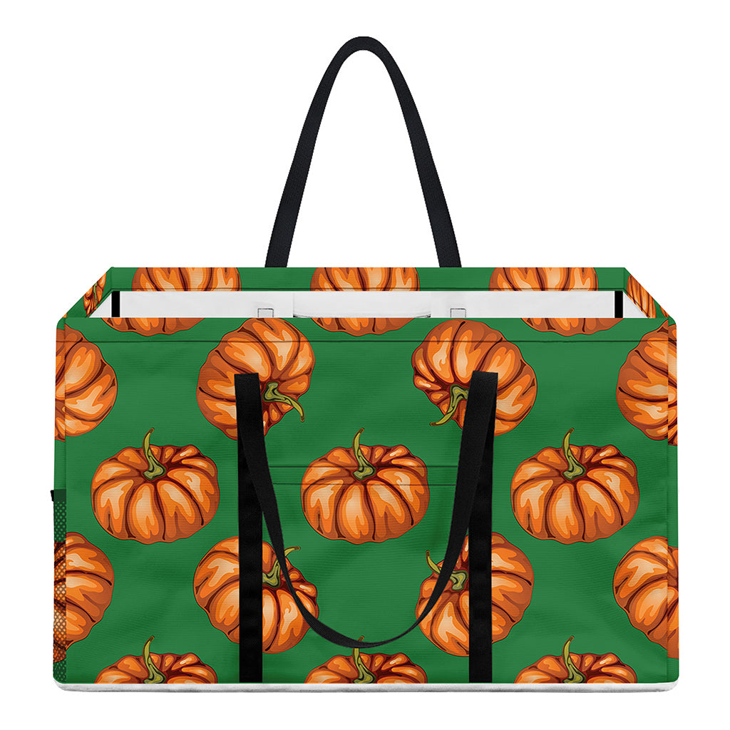 Green Pumpkin Pattern Print Utility Tote Bag