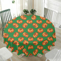Green Pumpkin Pattern Print Waterproof Round Tablecloth